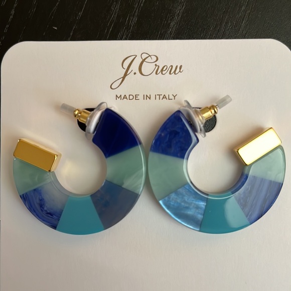 J. Crew Jewelry - NWT J.Crew | Italian mixed acetate hoop earrings | Retro blue | OS